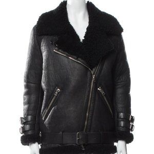 Black ACNE STUDIOS Shearling Moto Fur Jacket FR32 / XS